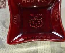 Vintage Red Glazed Ceramic Advertising Ashtray for Martell Cognac Postage Available or Collection