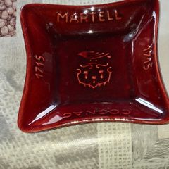 Vintage Red Glazed Ceramic Advertising Ashtray for Martell Cognac Postage Available or Collection