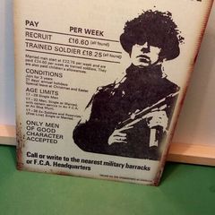 Irish army 1972 recruitment poster tin metal sign