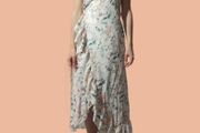 Floral Wrap Midi Dress with Ruffles