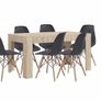 6 Seater Wooden Dining Table Set Nordic Style Oak Image 3