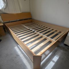 Ash Veneer European Double Bed Frame