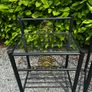 2 Regency Hollywood bedside tables black and gold with a glass top in perfect condition. W530 D409 H750 Image 2