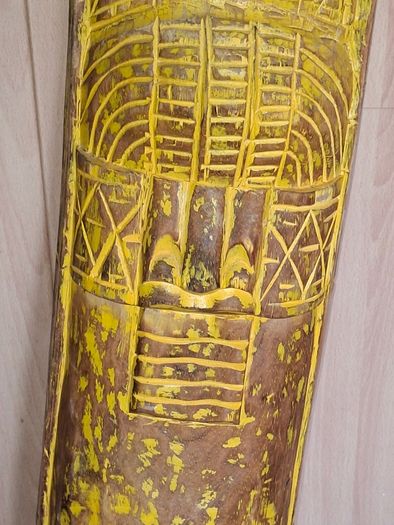 A Large Traditional Hand Carved Wood Shield Totem, Postage Available or collection, Measurements are in the photo's