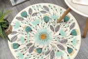 Round Rug for Bedroom 90cm, Circle Soft Cute Bathroom Rugs,Floral Plant Non-Slip Washable Throw Rugs Floor Mats for Entryway Living Room Nursery MULTIPLE SIZES AVAILABLE (FREE POSTAGE)