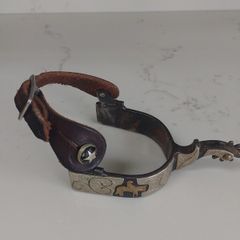 Hand forged Western cowboy spurs boot straps
