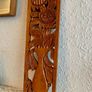 Hand Carved Long Balinese Wooden Sunflower Floral Relief Wall Art Decor Panel Image 10