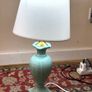 Vintage Style Ceramic Bedside Lamp Turquoise & Gold Image 2