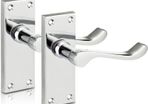 Chrome Elegance Range Polished Chrome Victorian Scroll Lever Latch Handles, Polished Chrome Backplate Door Handles, Contemporary Design for Internal Wooden Doors (FREE POSTAGE)