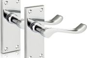 Chrome Elegance Range Polished Chrome Victorian Scroll Lever Latch Handles, Polished Chrome Backplate Door Handles, Contemporary Design for Internal Wooden Doors (FREE POSTAGE)