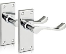 Chrome Elegance Range Polished Chrome Victorian Scroll Lever Latch Handles, Polished Chrome Backplate Door Handles, Contemporary Design for Internal Wooden Doors (FREE POSTAGE)