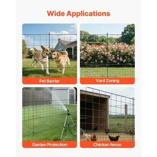 Temporary Fence with Posts, 1.05 x 50m Plastic Mesh Fencing, Garden Safety Fences Netting with Double-Spike Stakes & Guy Ropes