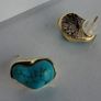 Irregular Gilted Cabochon Turquoise Earrings Image 3