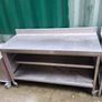Stainless steel catering prep table with shelf Image 2
