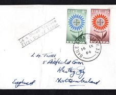 1964 Ireland Europa (CEPT) Commemorative Stamps Pain First Day Cover (FDC) with Baile Atha Cliath (Dublin) Cancel
