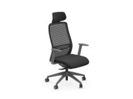 main image for ad NV High Back Swivel Mesh Chair Grey Frame Black seat with adjustable arms and headrest