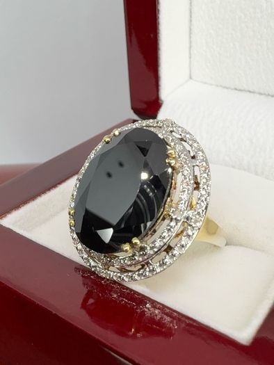 Silver Black & Gold Stunning statement ring