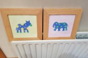 2x Heavy Duty Solid Wood Framed Kids Prints