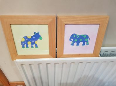 2x Heavy Duty Solid Wood Framed Kids Prints