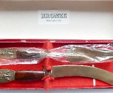 Vintage Serving Set Pre1939 Thailand brass wood
