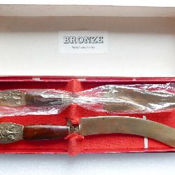 Vintage Serving Set Pre1939 Thailand brass wood