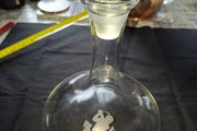 Crystal Glass Decanter CASTLEBLAYNEY GOLF CLUB with a Solid Glass Ball Stopper Postage Available, The Etched Figure of a Golfer
