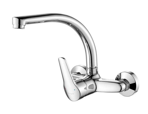 Ibergrif M16350 Wall Mounted Kitchen Mixer Tap Brass Chromed