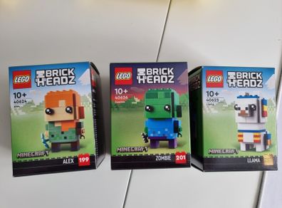 3x Lego Minecraft Brickheadz 40624 40626 40625