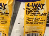 4 Way Extension lead Switched with Neon 2 Meter Lead