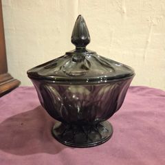 Anchor Hocking Fairfield Smoke Gray Candy Dish
