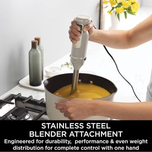Foodi 3-in-1 Hand Blender, Hand Mixer & Chopper with Gradual Start, 2 Blending and 5 Mixing Speeds to Chop, Mix, Knead, Blend and more, Dishwasher Safe Parts, 850W, Stone Gold