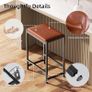 Bar Stools, Bar Chairs, Counter Height Kitchen Counter Stools with Footrests, Synthetic Leather Mid-Century Modern, 25-Inch Tall, for Kitchen, Dining Room, Counter, Cafe Image 5