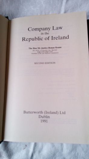 Company Law in The Republic of Ireland. 2nd Edition. Keane.