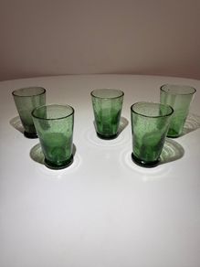Vintage 1960s Green Controlled Bubble - Shot Glasses (Set of 5)