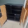 Modern black and oak-effect storage cabinet Image 2