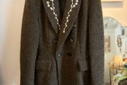 Hand embroidered Zara wool dark green coat