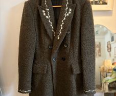 Hand embroidered Zara wool dark green coat