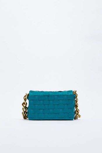 Zara Leather Shoulder Bag With Chain