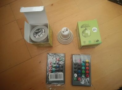 3 x colour changing bulbs GU10 with 3 remotes