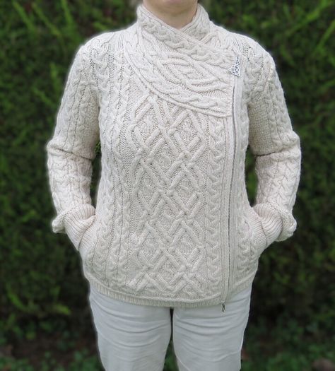 NEW with tage Merino Wool Irish Aran Side Zip Cardigan