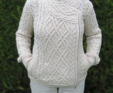 NEW with tage Merino Wool Irish Aran Side Zip Cardigan