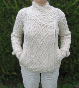 NEW with tage Merino Wool Irish Aran Side Zip Cardigan