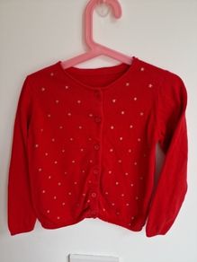 Girls 5-6yrs Gold Star red cardigan