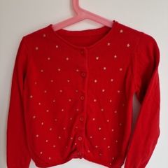 Girls 5-6yrs Gold Star red cardigan
