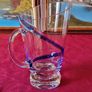 Antique Kilkenny Cobalt Blue Swirl Glass Large Footed Water Jug /Pitcher Image 4