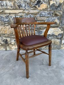 Edwardian Oak Captains Chair.