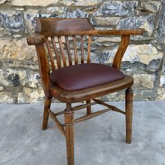Edwardian Oak Captains Chair.