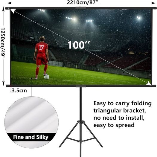 NEW SALE | Screen Projector with Tripod 100 Inches, 16:9 HD Screen Extendible, Portable Projector Screen for Home Cinema, Office, School, Presentation