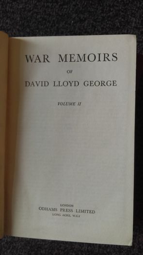 War Memoirs Of David Lloyd George (set Of Two Volumes)