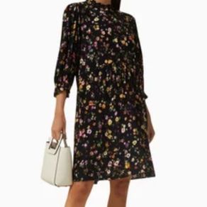 Dress Selected Femme Black Fjyn Floral Print Mini Dress Size 36